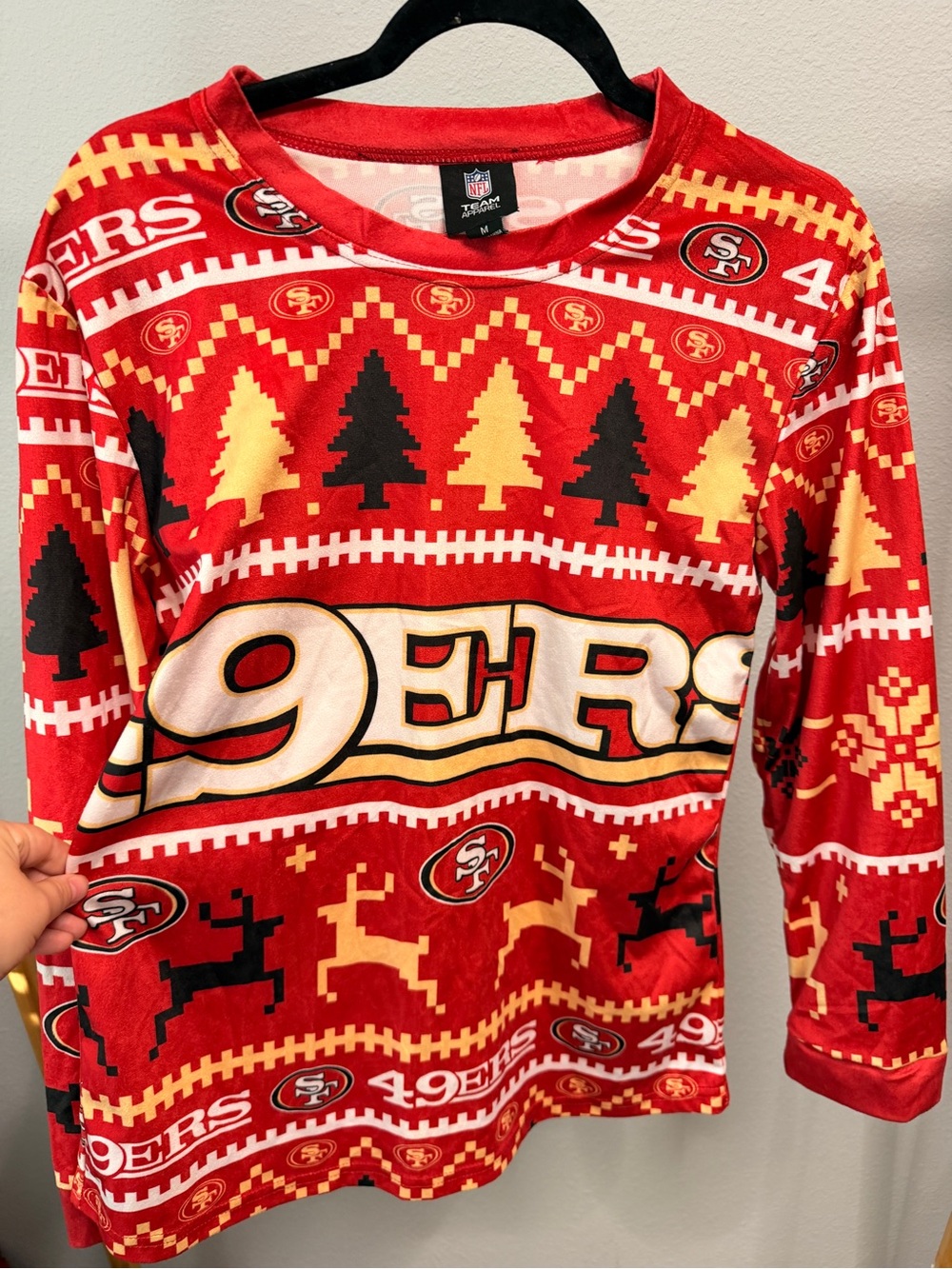 NFL San Francisco 49ers Red and Gold Crewneck Holiday Sweater